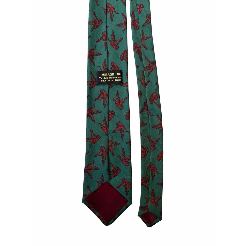 VTG Mirage 89 Roma Vintage Flying Duck 100% Silk Neck Tie Made In Italy